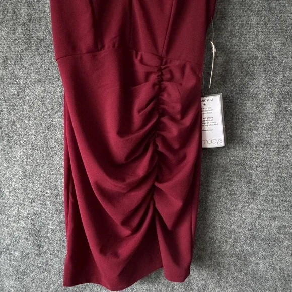 Emerald Sundae Dress Junior L Wine Ruched Spaghetti Strap Mini‎ Party Homecoming - Picture 7 of 13